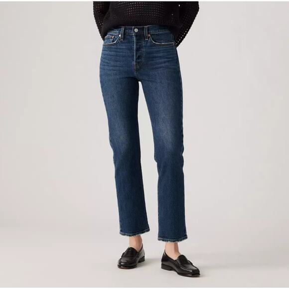 LEVI'S Wedgie Straight Fit Jeans High Rise Indigo Dark Wash Denim Womens Size 27 - Picture 1 of 11